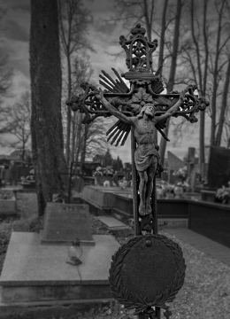 Historic crucifix in the old cemetery.