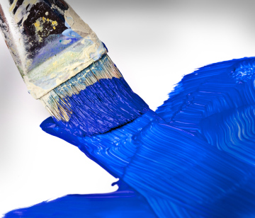Painting with blue paint