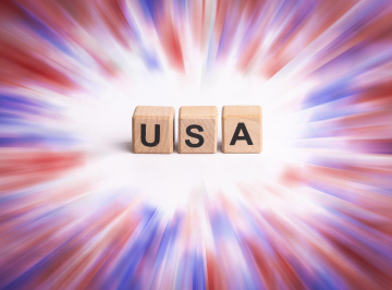 USA lettering with colored background