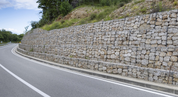 Retaining Wall by the road, gabion