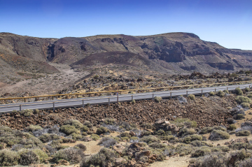 Asphalt road, Tenerife desert landscape