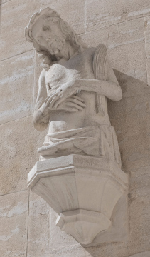 Jesus, sculpture on the facade of the church.