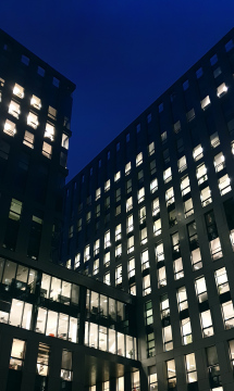 Windows of Offices in the Evening