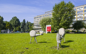 Sculptures in front of the University of Agriculture in Krakow