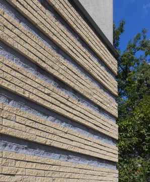 Side Facade of the Building with a pattern imitating a brick