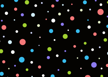Colorful dots on a black background, vector