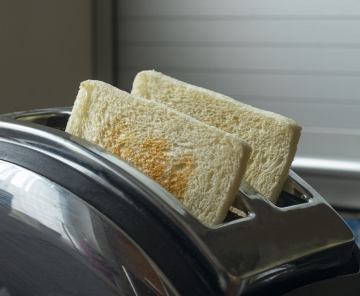 Toasted bread in a toaster