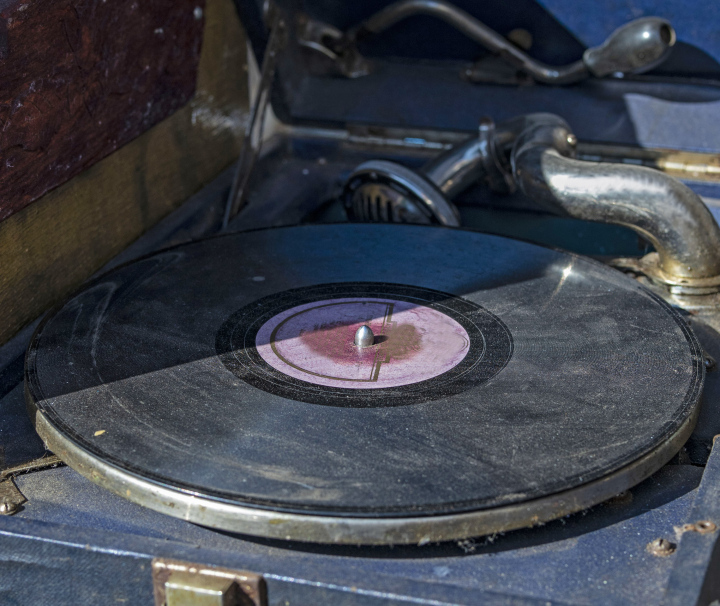 Old Record Player with Record