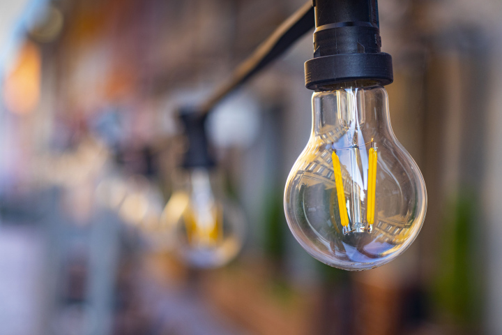 A Row of Hanging Light Bulbs