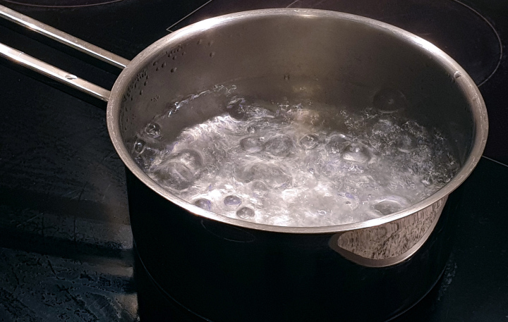 Boiling water in a pot