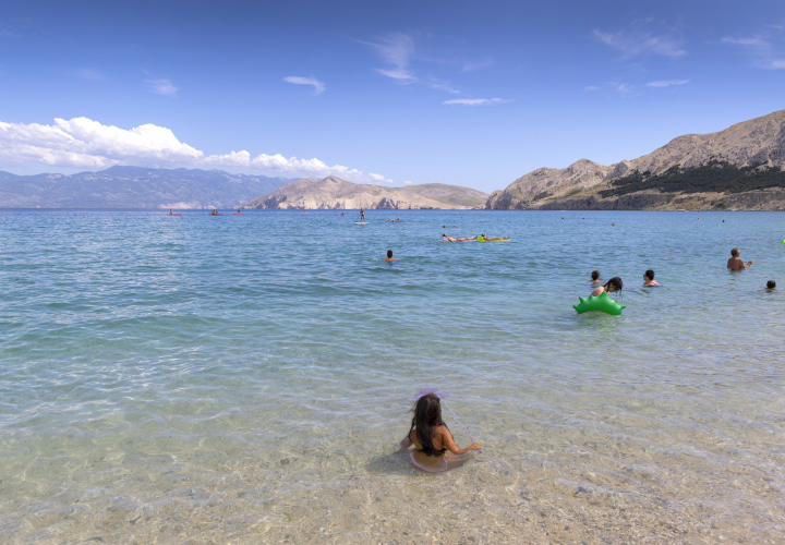 Beach by the sea, Baska on the island of Krk, Croatia