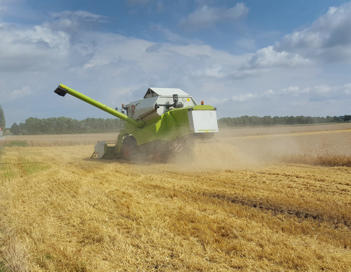 Combine Harvester At Harvest Time