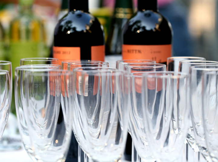 Bottle with wine and glasses