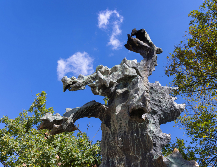 The Wawel Dragon outdoor sculpture in Krakow next to the Dragon's Den