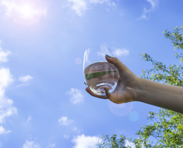 Pure water in a glass