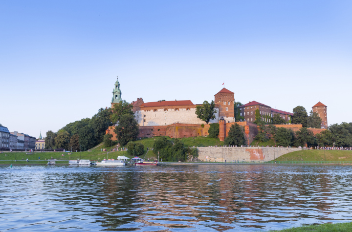 Wawel Castle, Bend of the Vistula in Krakow. Poland