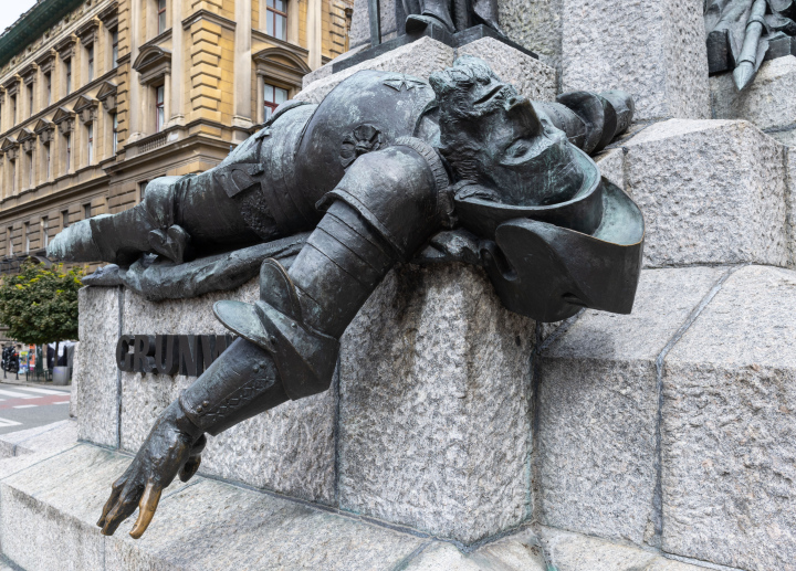 Ulrich von Jungingen, master of the Teutonic Order, figure at the Grunwald Monument in Krakow