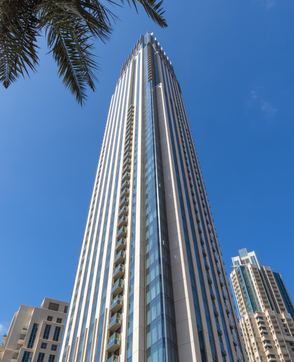 Dubai skyscraper, tall building.