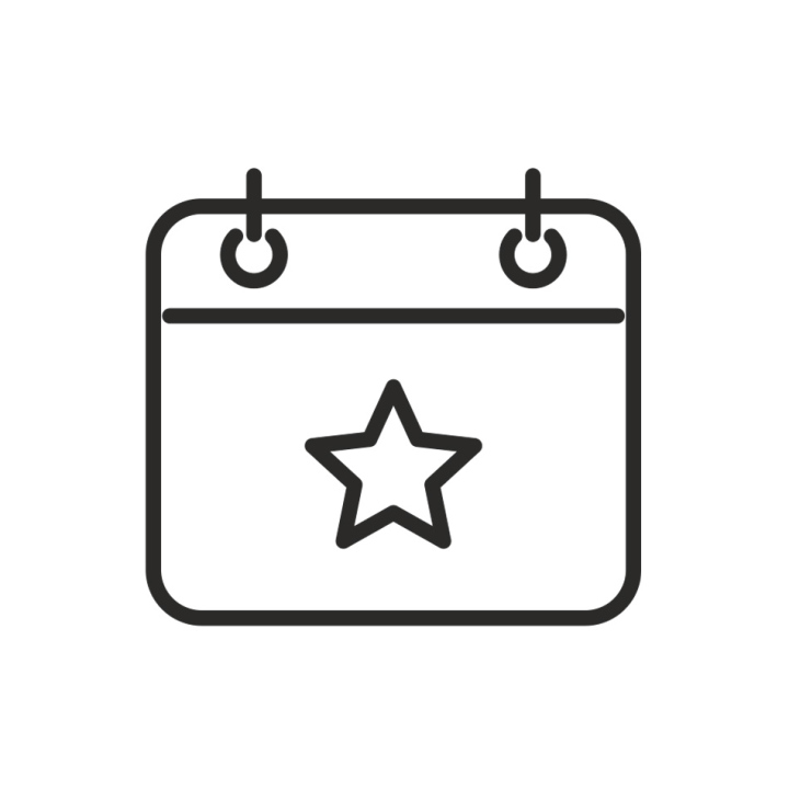 Star on a calendar card, free icon