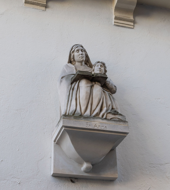 Saint Anne, an architectural detail on the facade of a building in Amsterdam