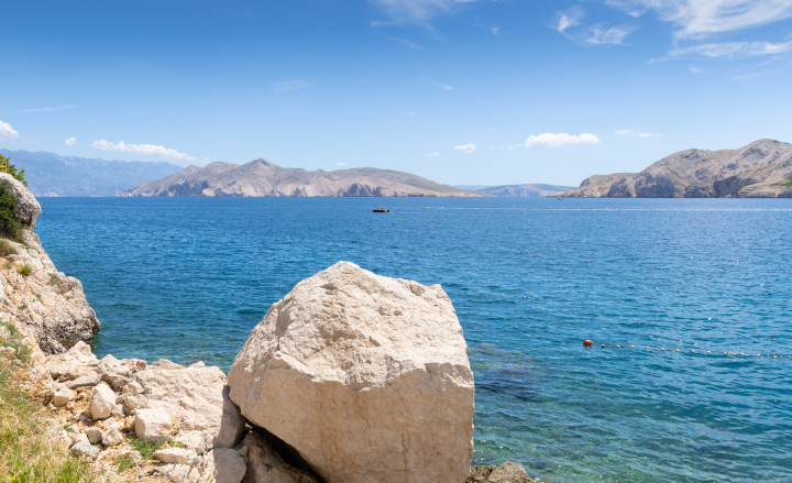 View of the Island of Otok from Baska beach. Croatia, Free Photo.