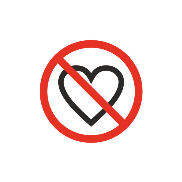 Forbidden love. Free Icon crossed heart, symbol