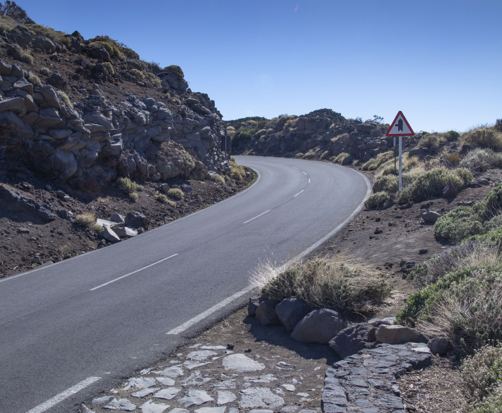 A sharp turn in rocky terrain