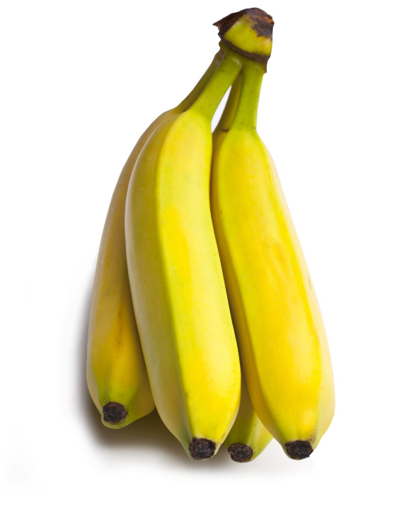 4 Bananas On A White Background