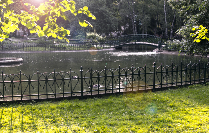 A waterfall in the park