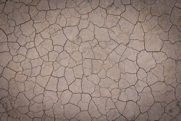 Dry and cracked soil surface, texture