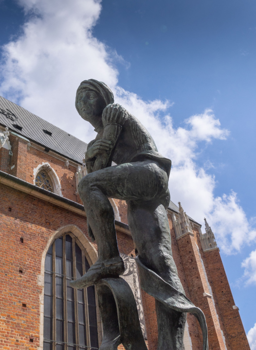 Fountain Żak Monument on St. Mary's Square in Krakow