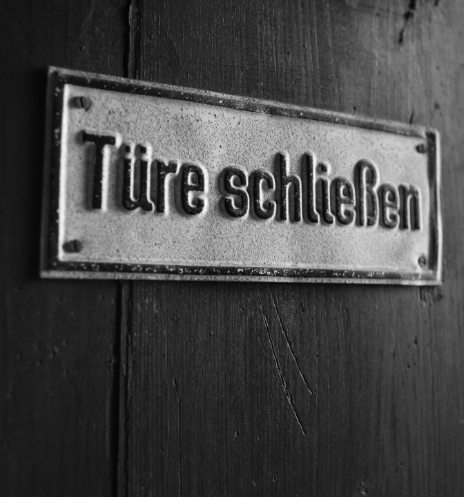 Close the Door, inscription in German