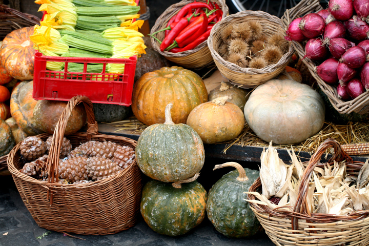 Different Vegetables On A Market Stall