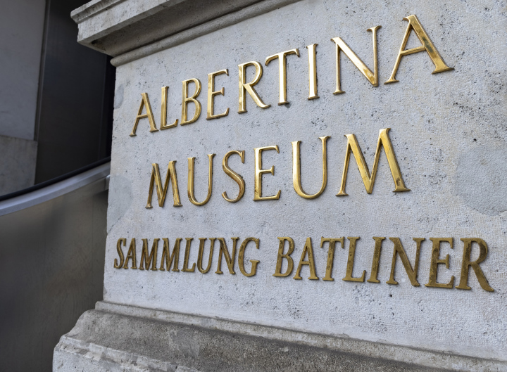 Albertina Museum in Vienna inscription in front of the entrance