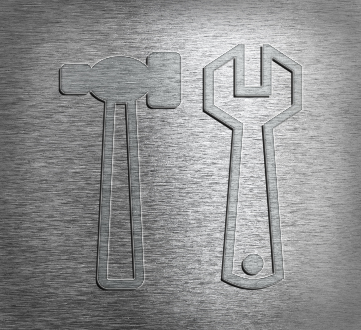 Symbol Of Tools On A Steel Background