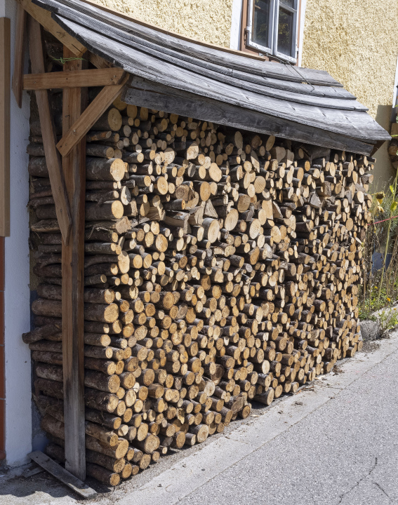 Firewood in front of the building