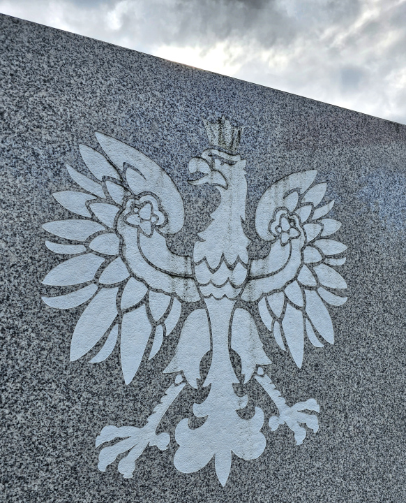 Emblem of Poland, engraving in granite