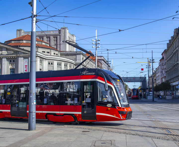Red Tram in Katowice