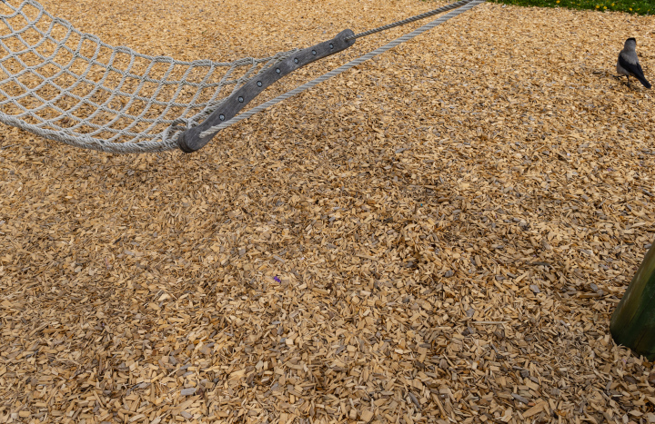 Wood chips on the playground