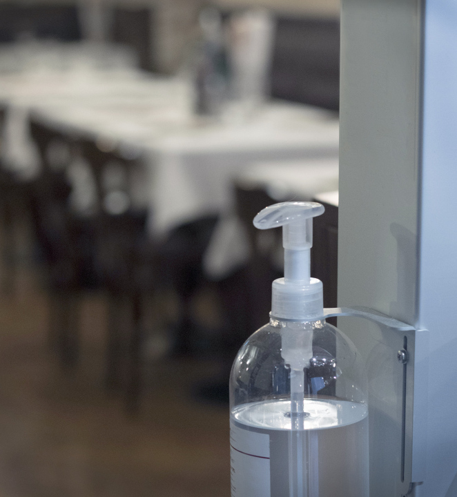 Disinfection before entering the restaurant