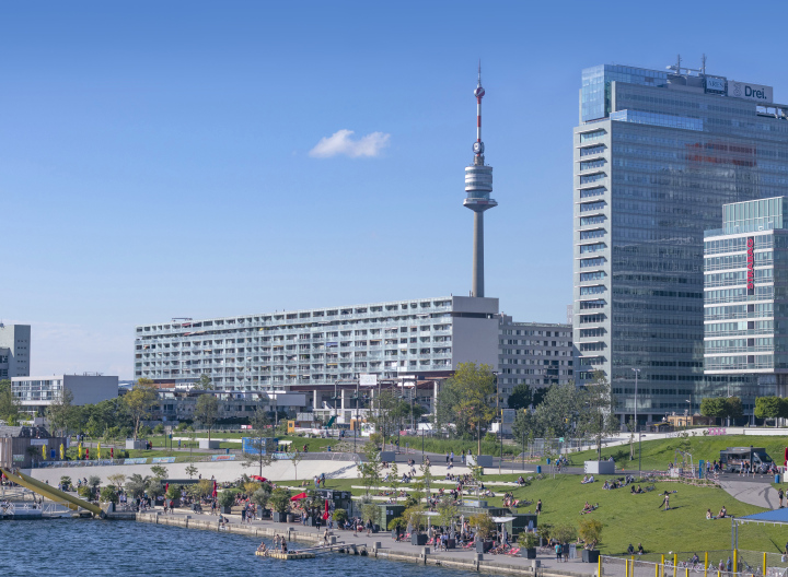 Danube Tower and New Renaissance Buildings in Vienna