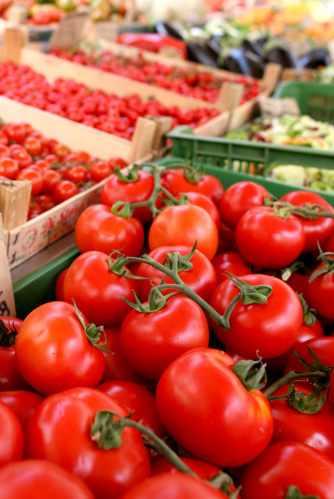 Tomatoes On A Market Stall