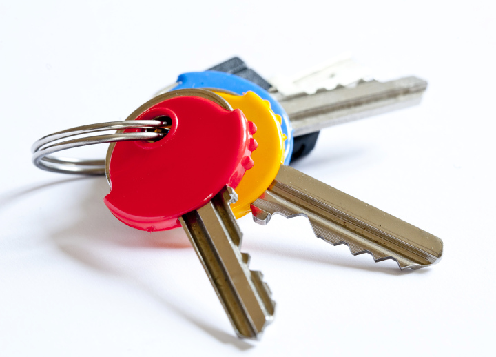 Keys with colorful overlays