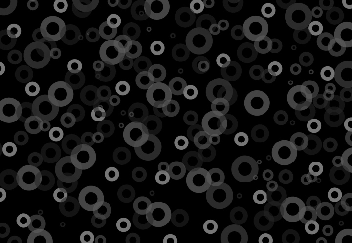 Gray circles on a black background, vector