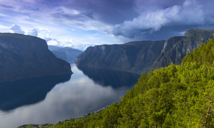 View of the fjords from the Stegastein viewing platform. Norway.