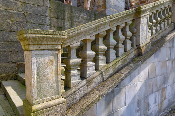 Historic sandstone balusters, Castle in Wiśnicz.