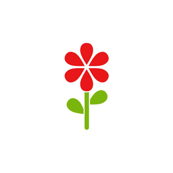 Red flower with green stem icon