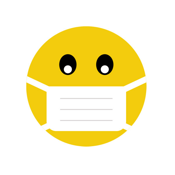 Emoji, smiley face in medical mask, covid 19, virus