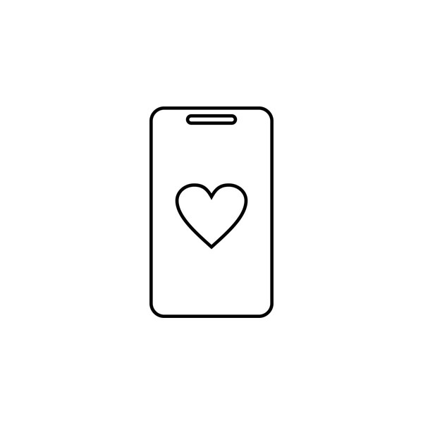 Heart, smartphone, phone free icon