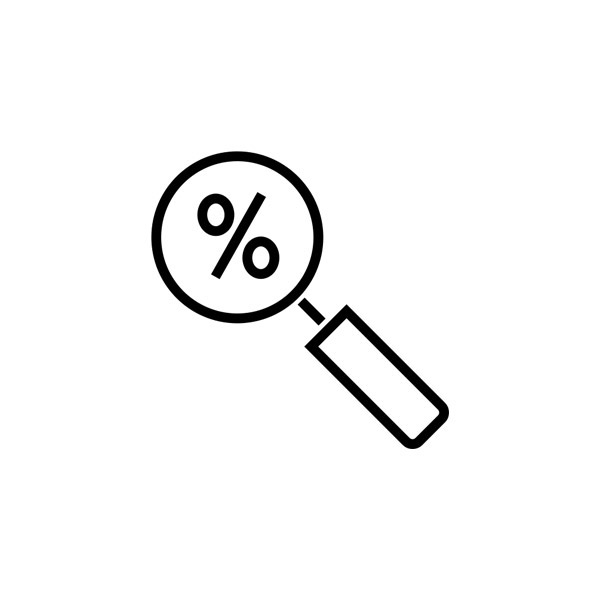 Magnifying Glass Percentage Icon